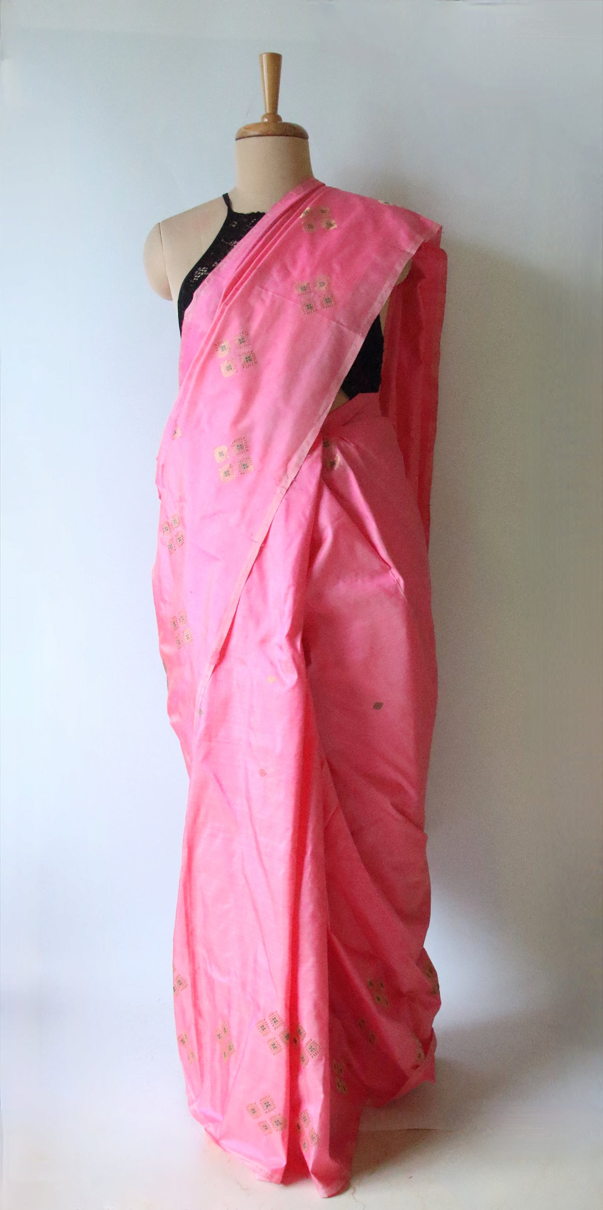 Pink Handloom Silk Saree from Assam