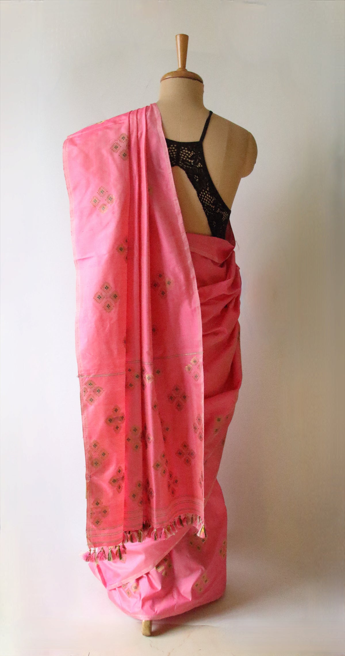 Pink Handloom Silk Saree from Assam