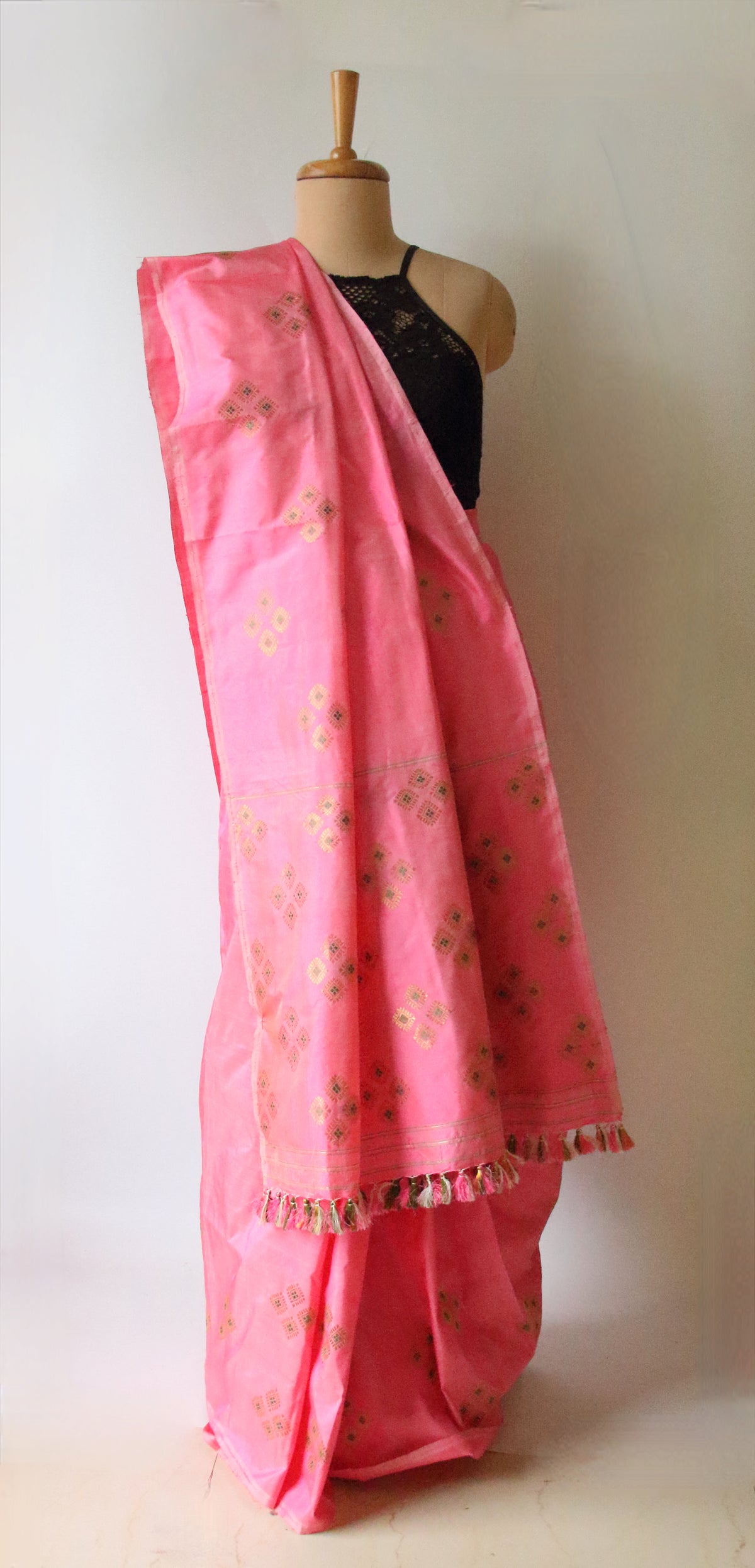 Pink Handloom Silk Saree from Assam
