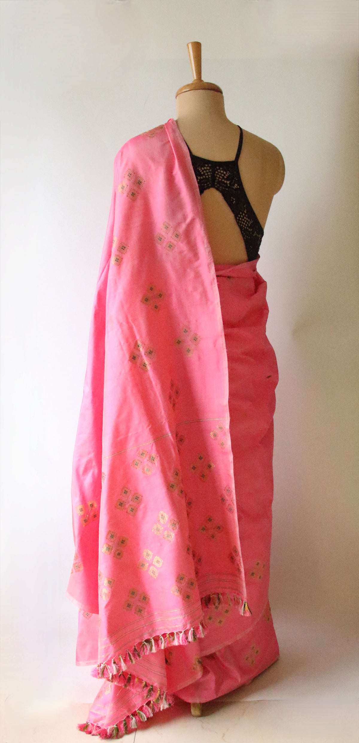 Pink Handloom Silk Saree from Assam