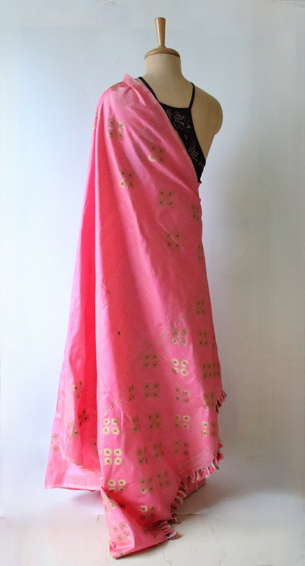 Pink Handloom Silk Saree from Assam