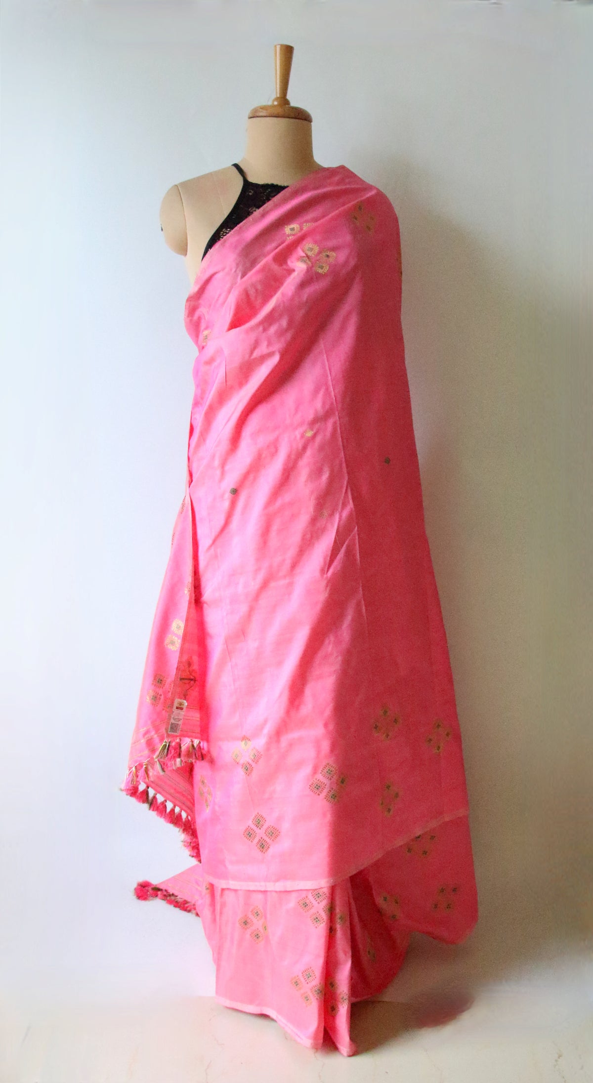 Pink Handloom Silk Saree from Assam