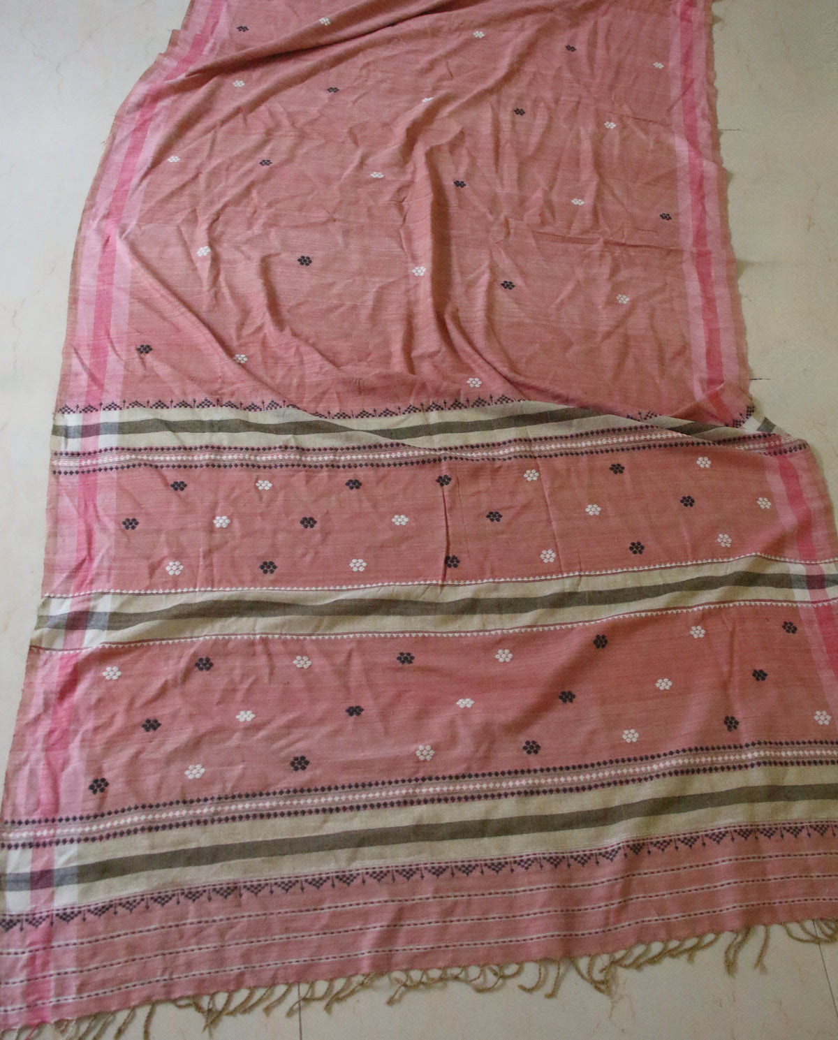 Handwoven Pink  Natural Dyed Eri Silk Sari from Assam