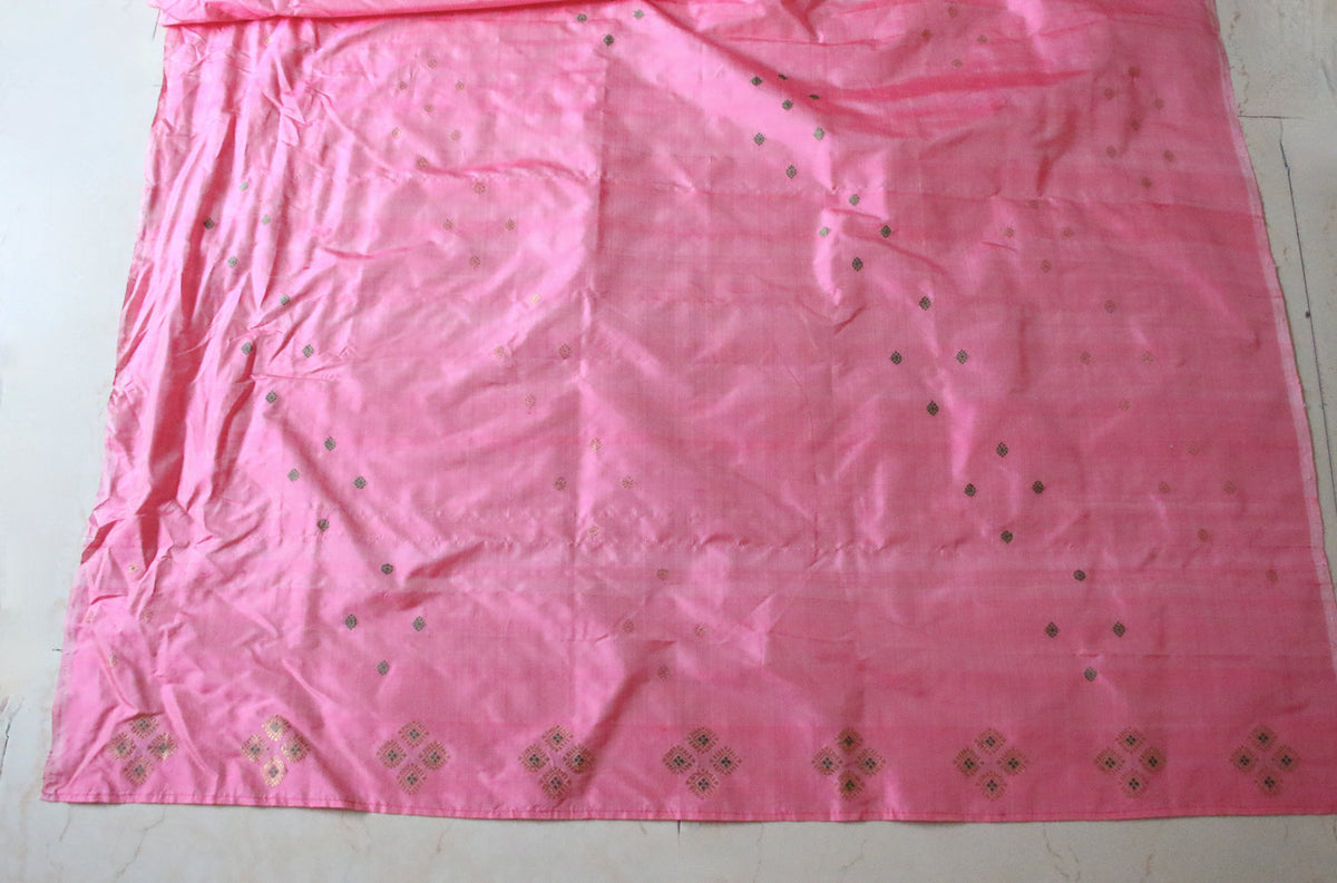 Pink Handloom Silk Saree from Assam