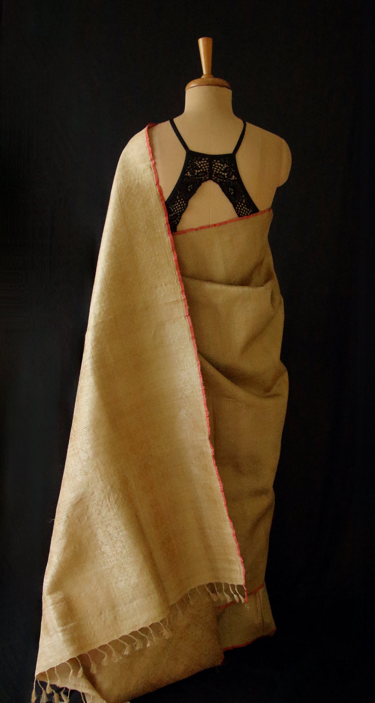 Luxurious Golden All Over Patterned Muga Silk Saree from Assam