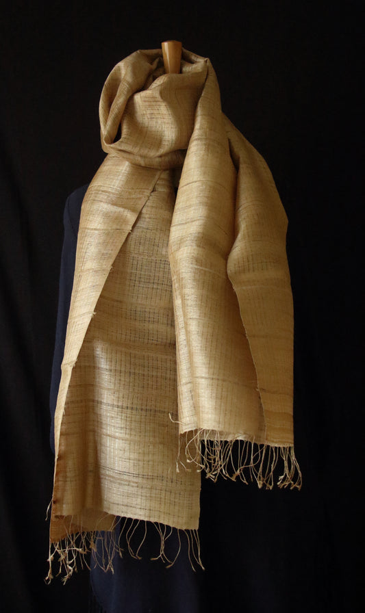 Hundred Percent Handwoven Muga Silk / Golden Silk Stole , Wrap  from Assam