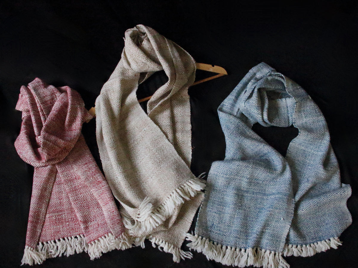 Handwoven Eri Silk and Merino Wool Blend Scarf / Muffler