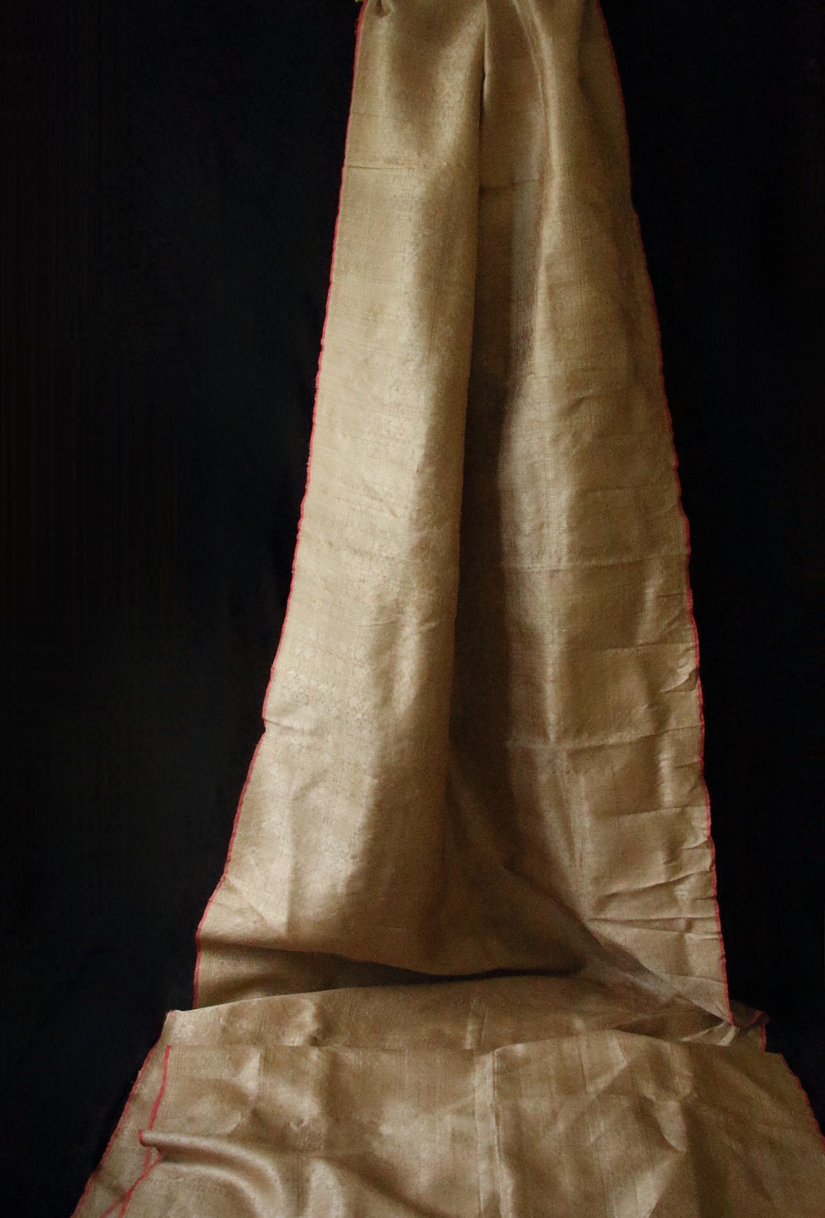 Luxurious Golden All Over Patterned Muga Silk Saree from Assam