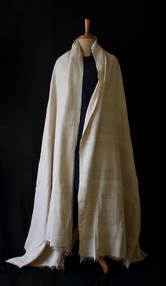 Extra Large Natural Off white Handwoven / Handspun Eri Silk Shawl from Assam