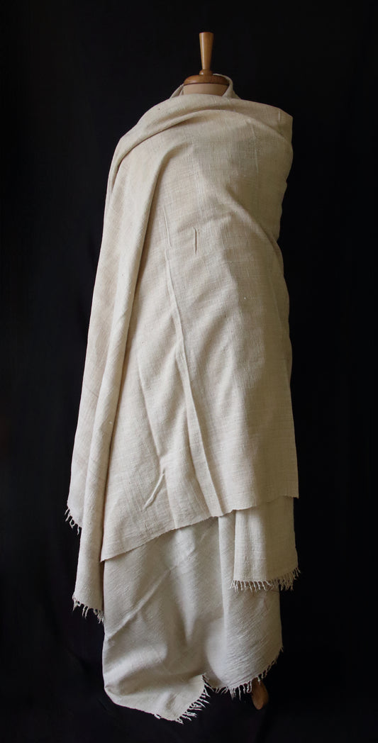 Extra Large Natural Off white Handwoven / Handspun Eri Silk Shawl from Assam