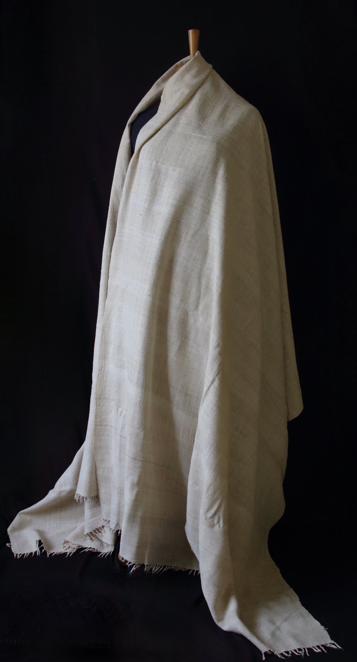 Extra Large Natural Off white Handwoven / Handspun Eri Silk Shawl from Assam