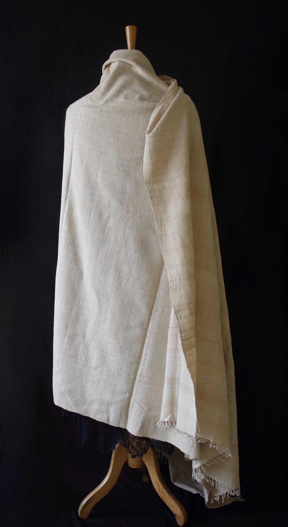 Extra Large Natural Off white Handwoven / Handspun Eri Silk Shawl from Assam