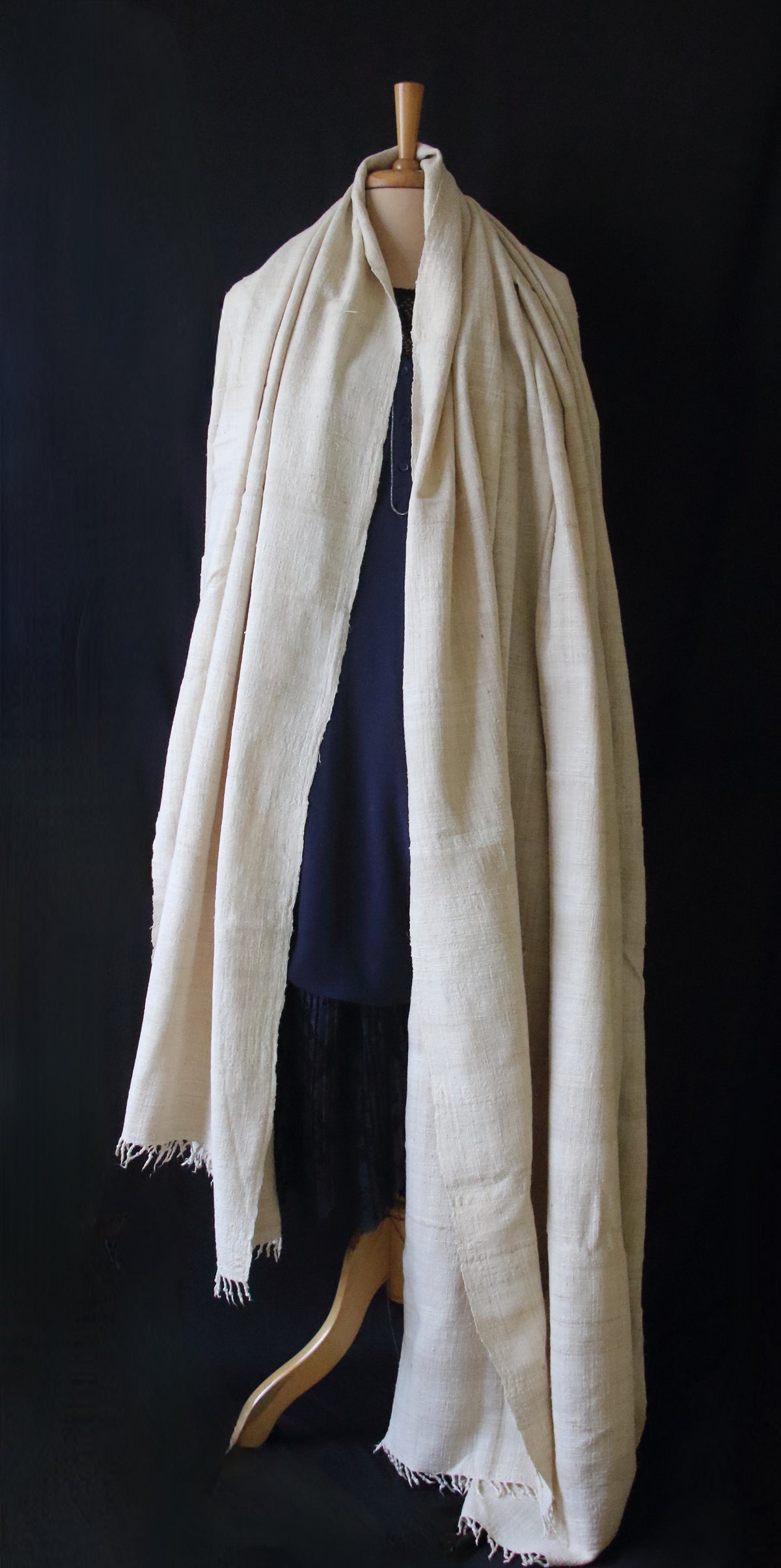 Extra Large Natural Off white Handwoven / Handspun Eri Silk Shawl from Assam