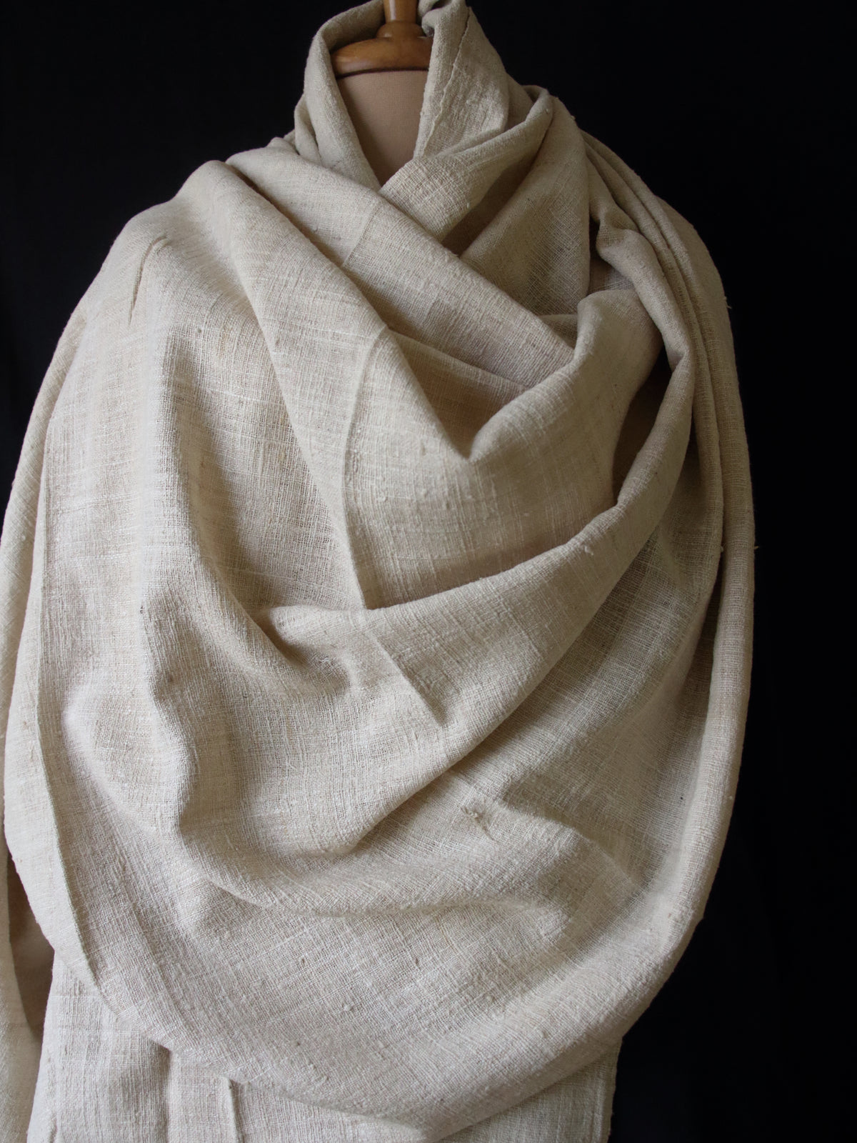 Extra Large Natural Off white Handwoven / Handspun Eri Silk Shawl from Assam