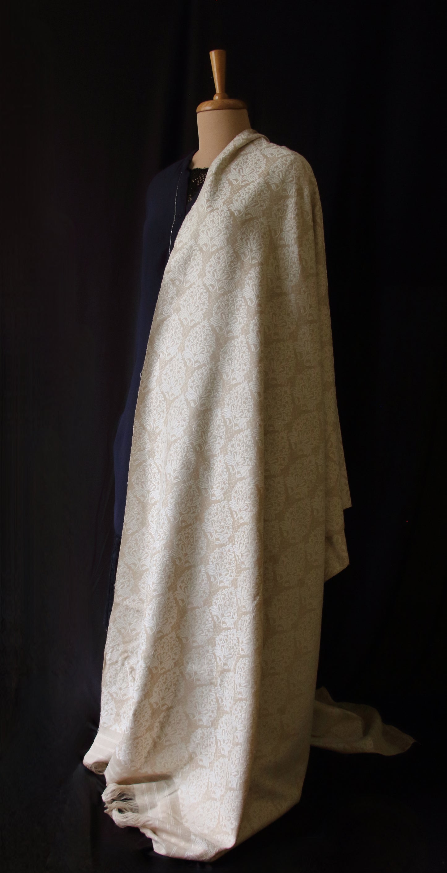 Oversized Eri Silk Handwoven shawl with all over motifs from Assam