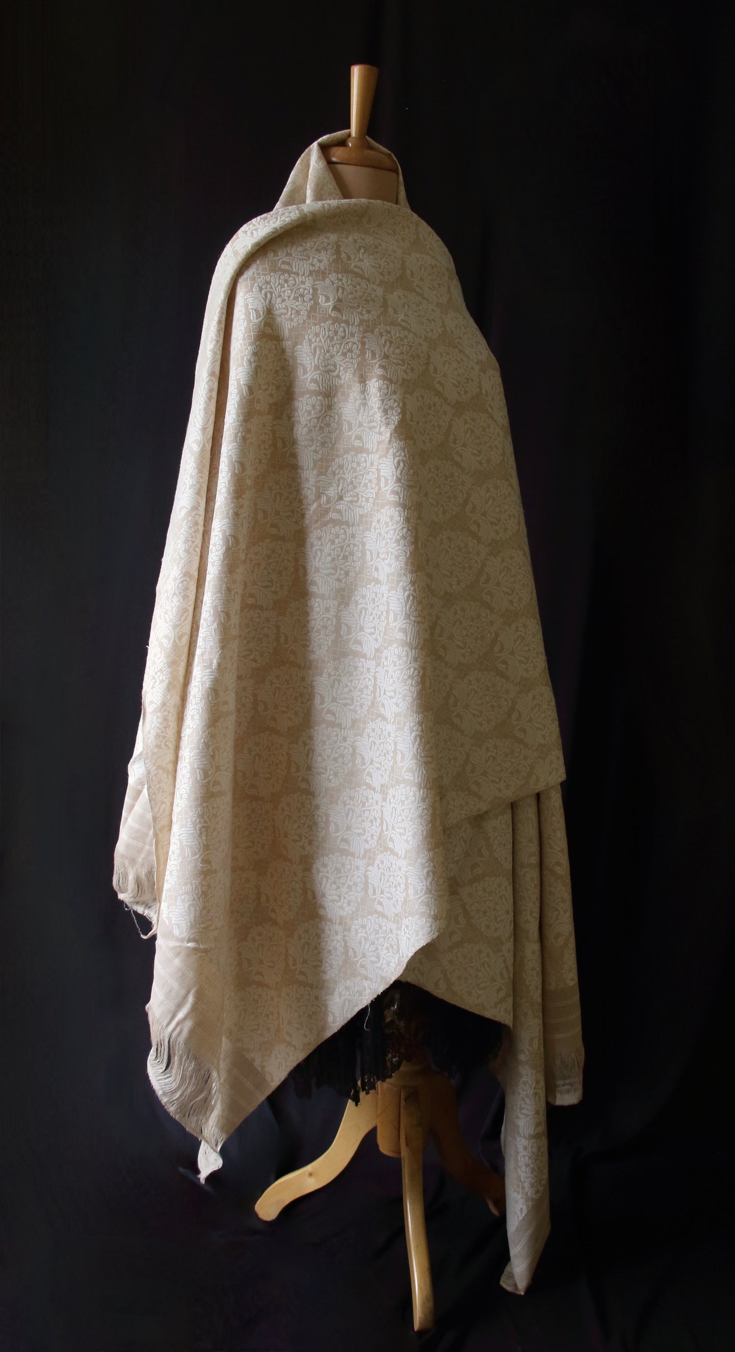 Oversized Eri Silk Handwoven shawl with all over motifs from Assam