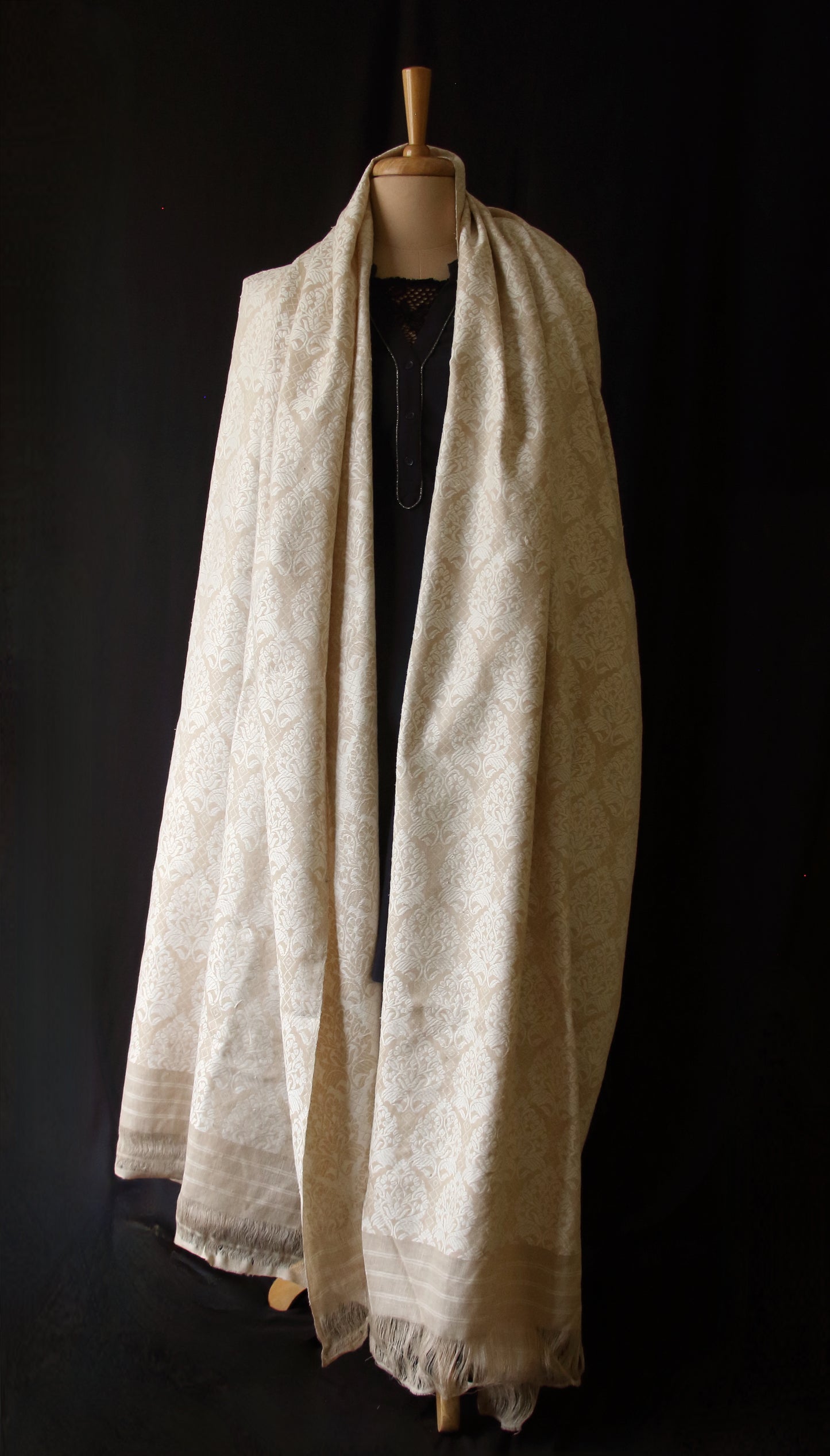 Oversized Eri Silk Handwoven shawl with all over motifs from Assam