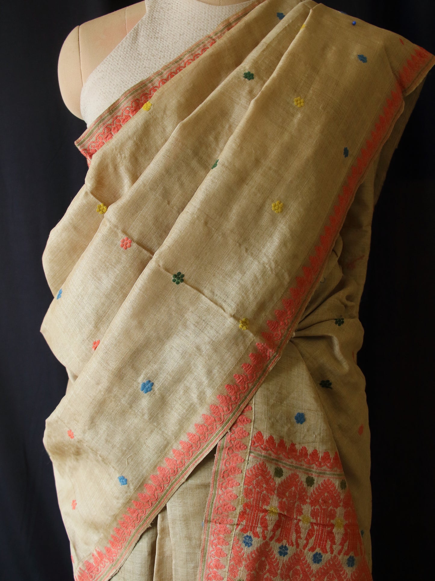 Authentic Muga Silk Mekhela Chador Set from Assam