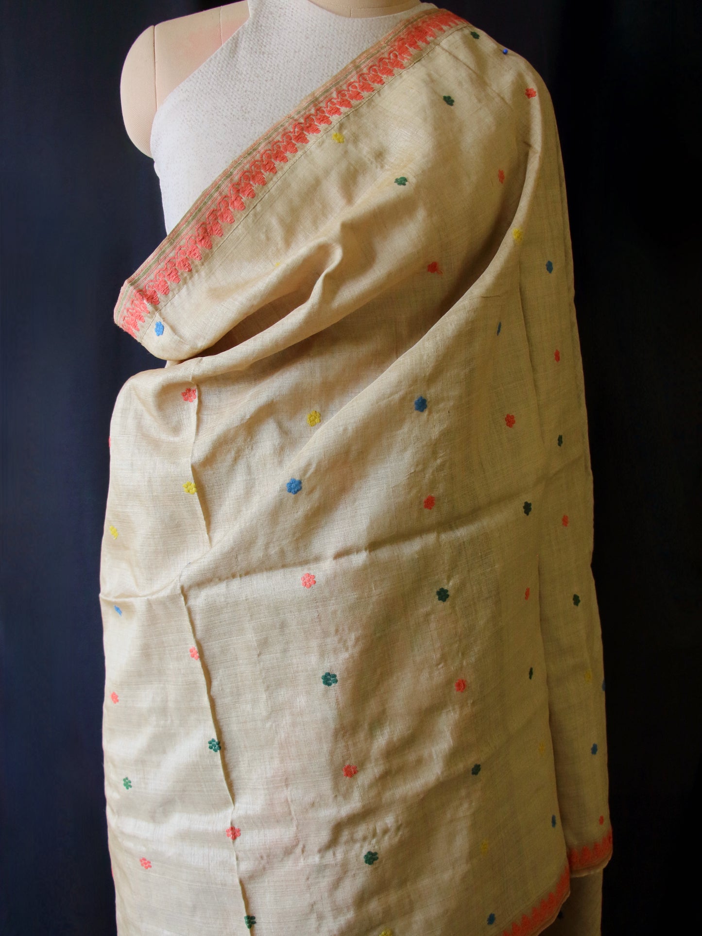 Authentic Muga Silk Mekhela Chador Set from Assam