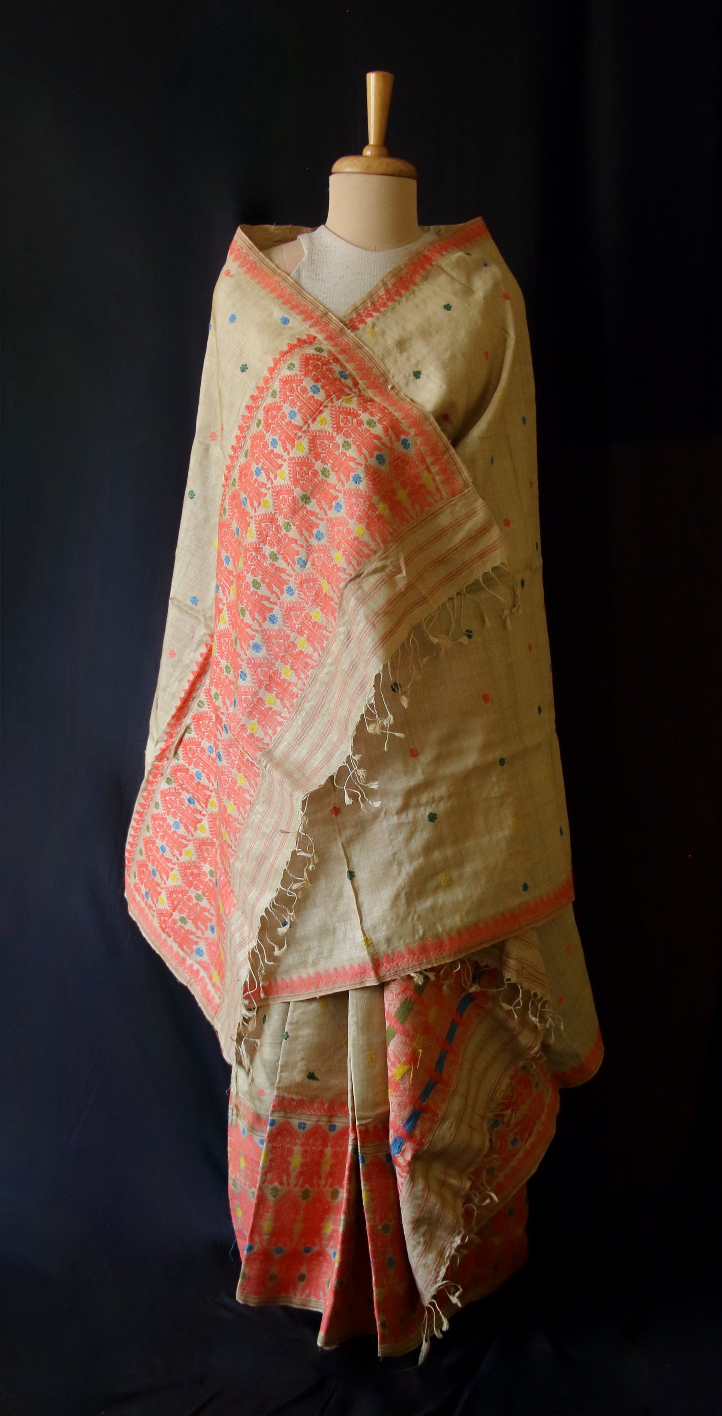 Authentic Muga Silk Mekhela Chador Set from Assam