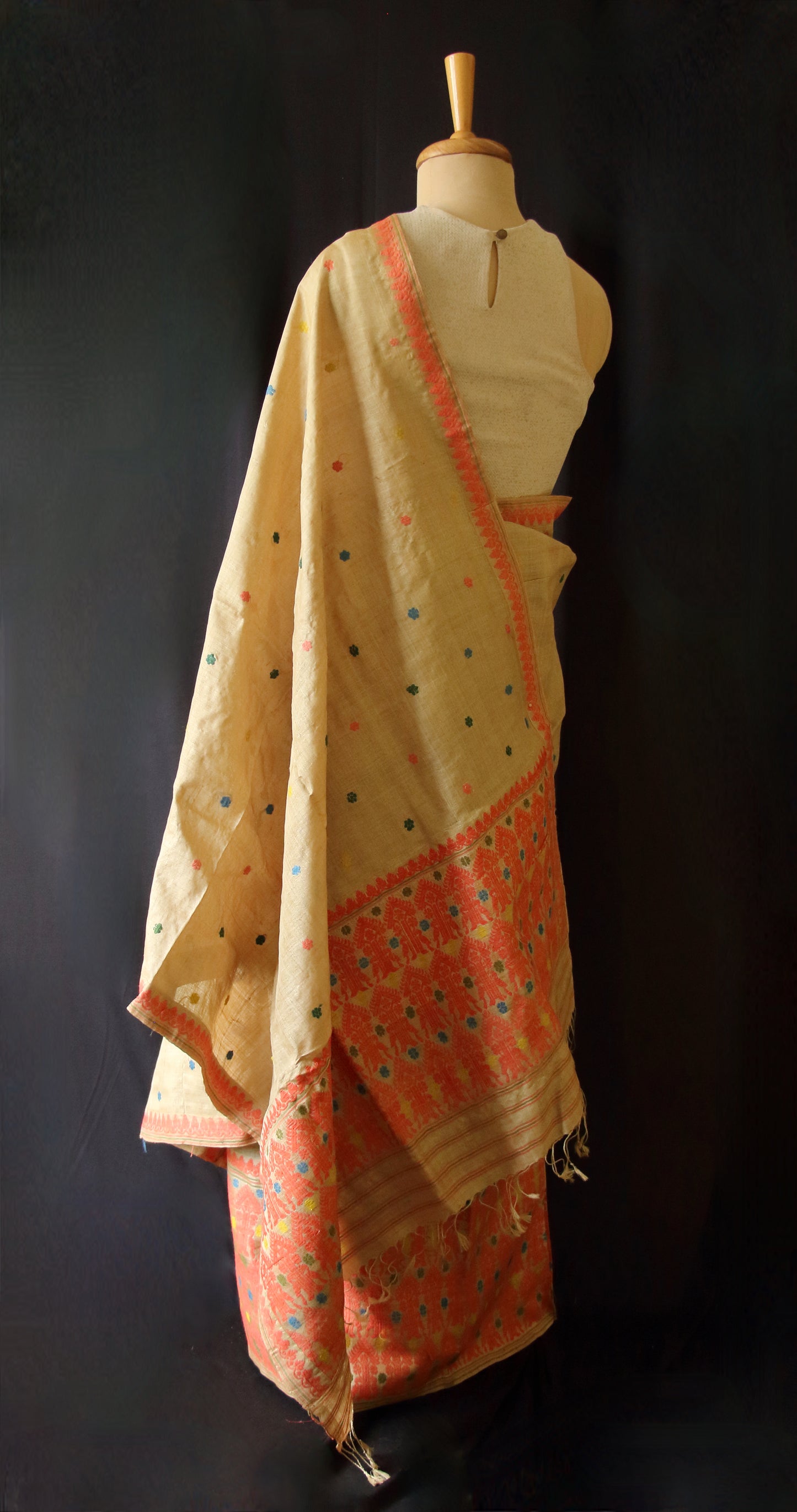 Authentic Muga Silk Mekhela Chador Set from Assam