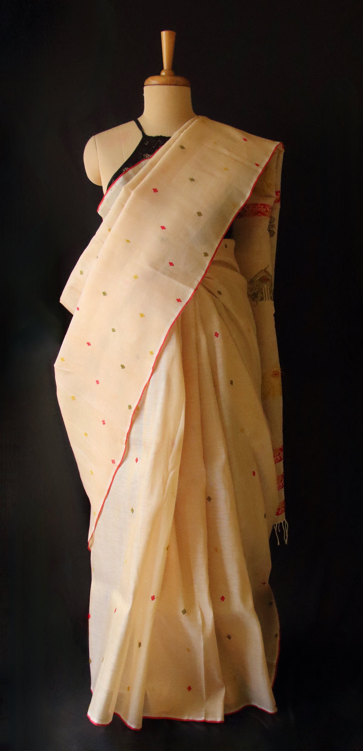 Soft Beige  Handloom Cotton Silk Saree from Assam