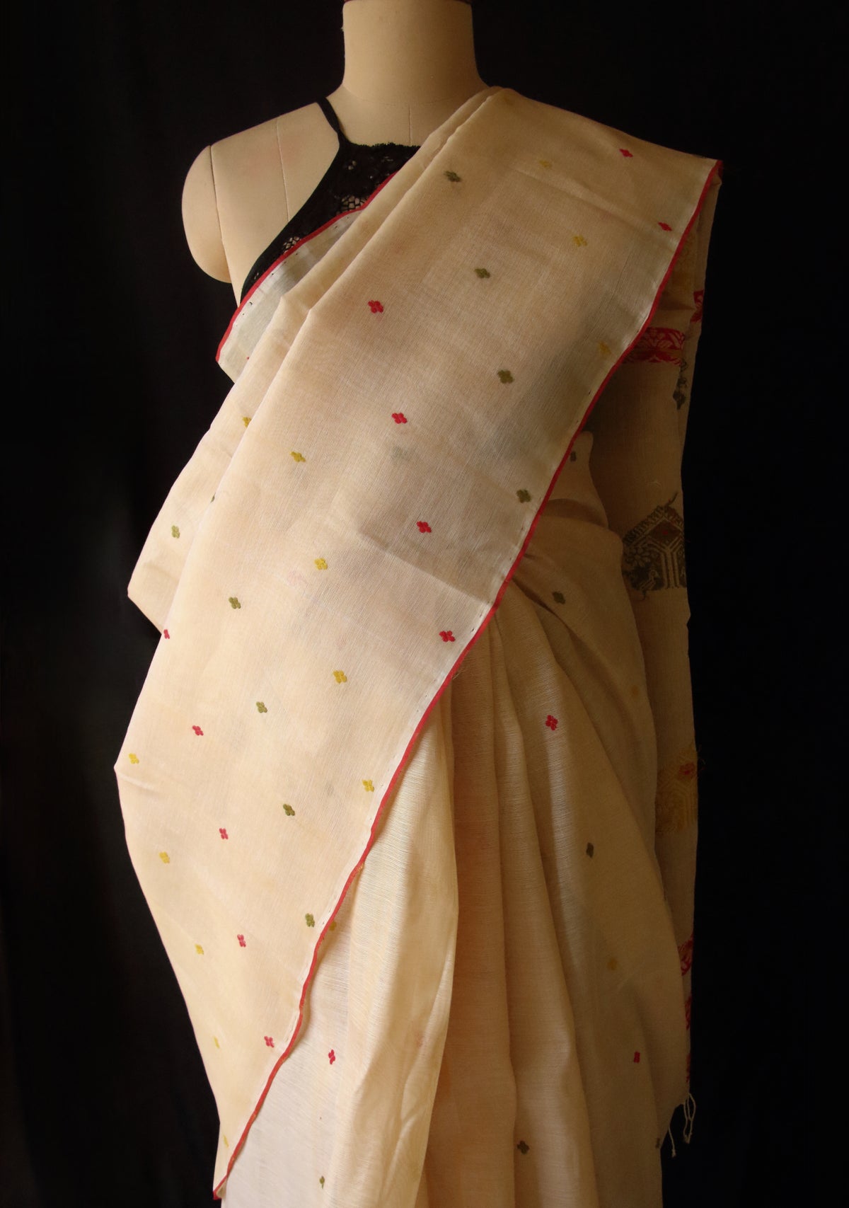 Soft Beige  Handloom Cotton Silk Saree from Assam