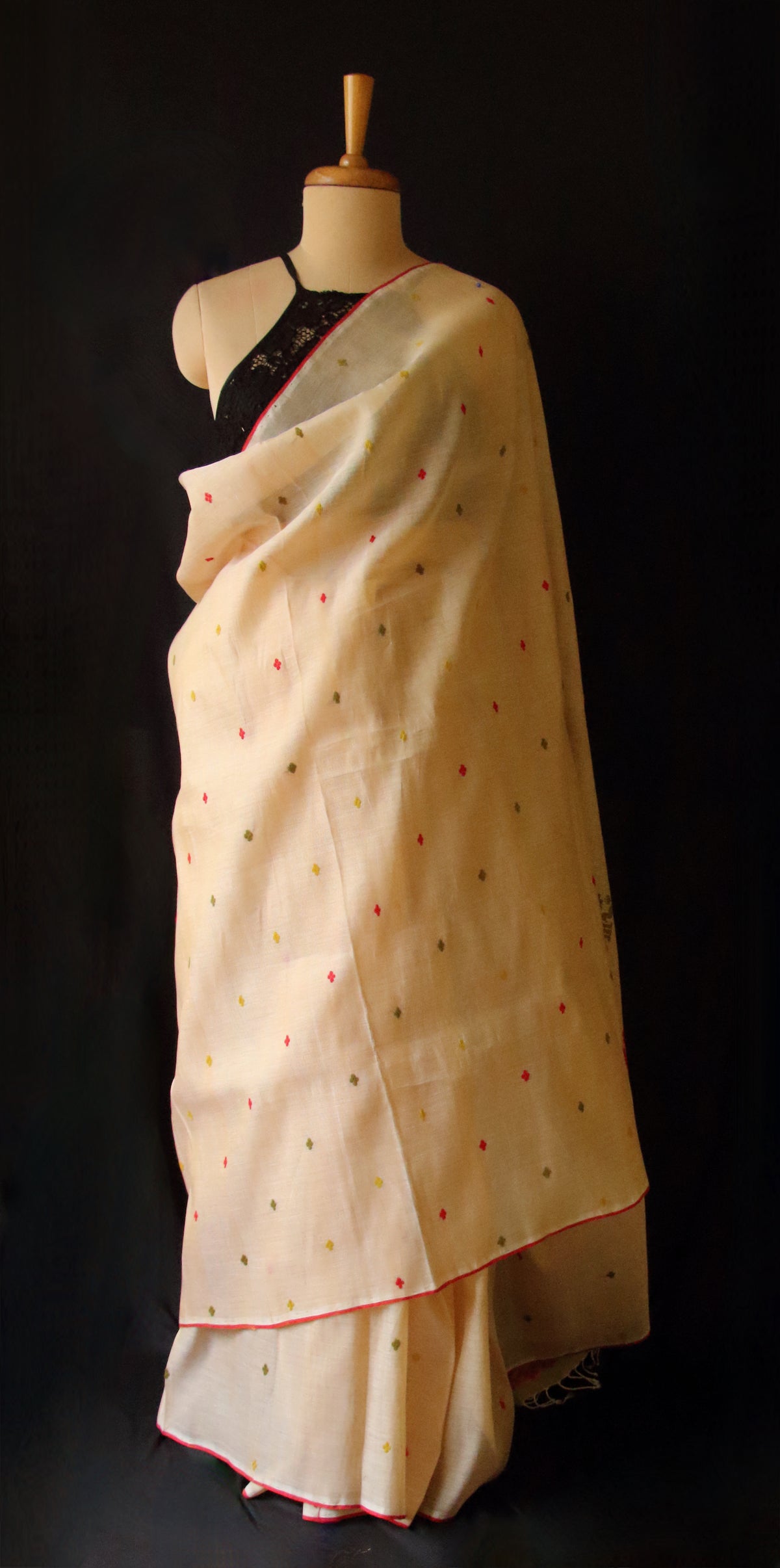Soft Beige  Handloom Cotton Silk Saree from Assam
