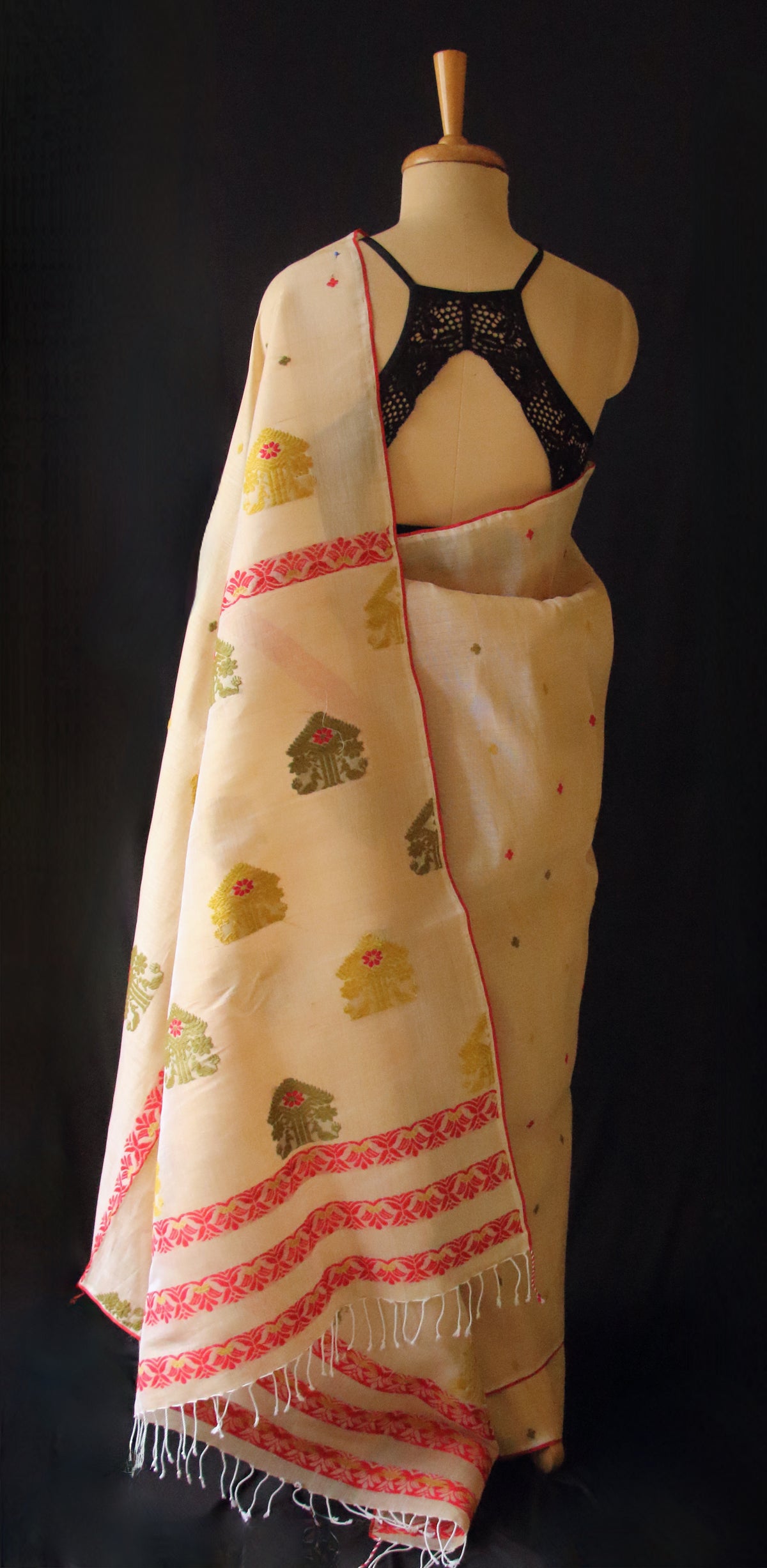 Soft Beige  Handloom Cotton Silk Saree from Assam