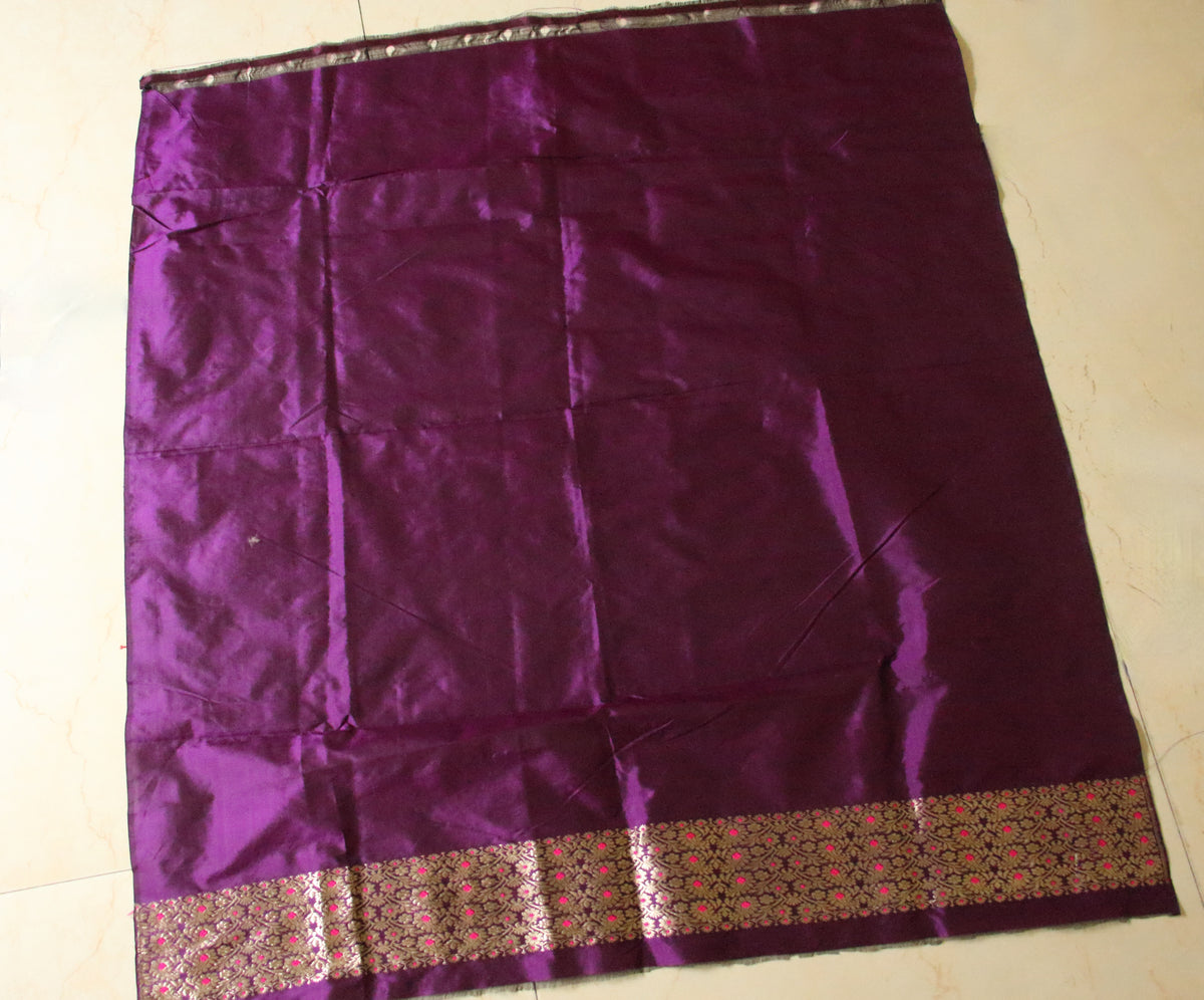 Purple Handloom Mulberry Silk Mekhla Chador Set from Assam