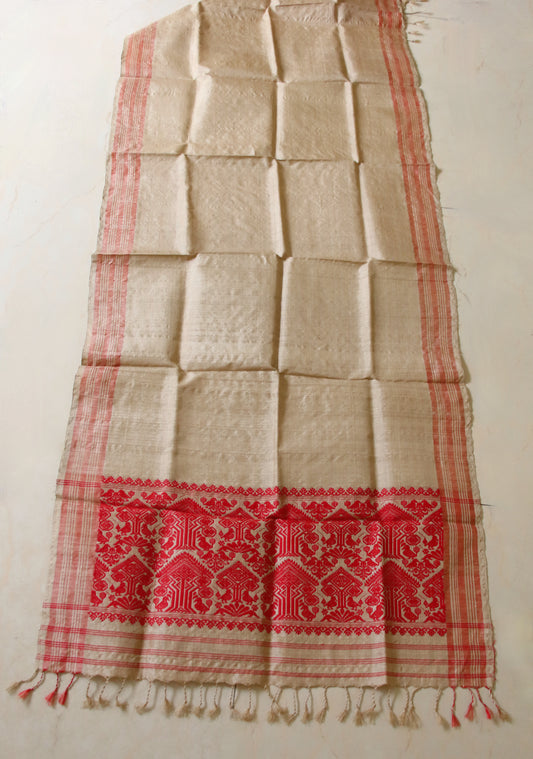 Handloom Traditional Muga Silk Shawl / Gamucha from Assam