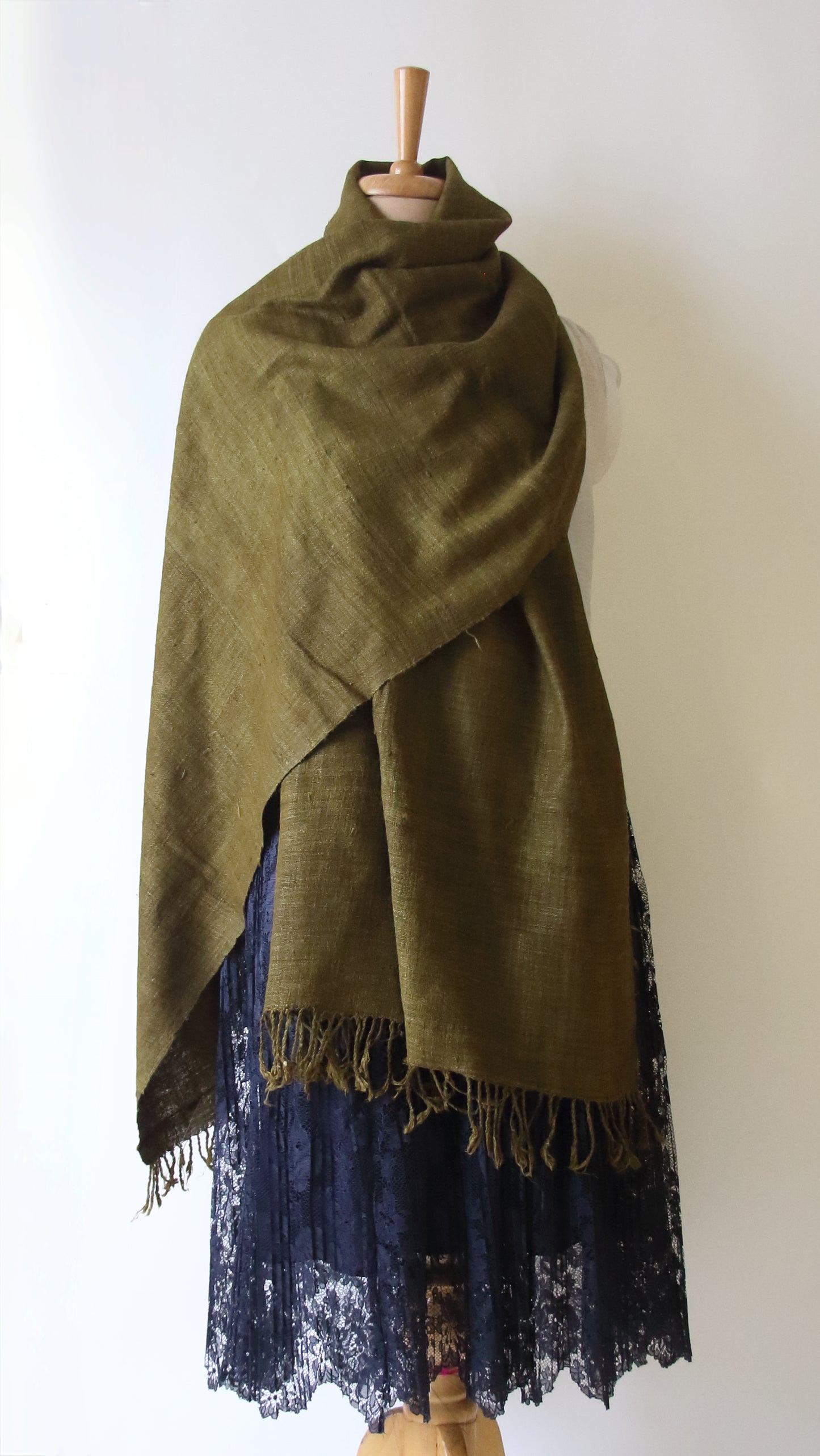 Handloom Eri Silk Shawl: Natural Dyed Ahimsa Peace Silk Stole