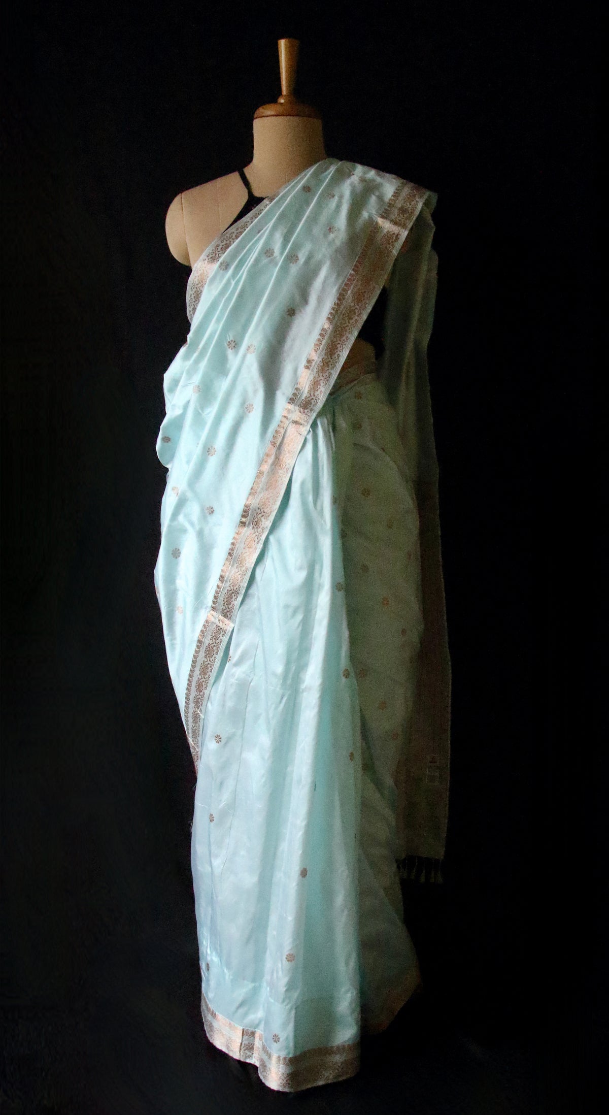 Powder Blue Colour Handloom Mulberry Silk Saree from Assam