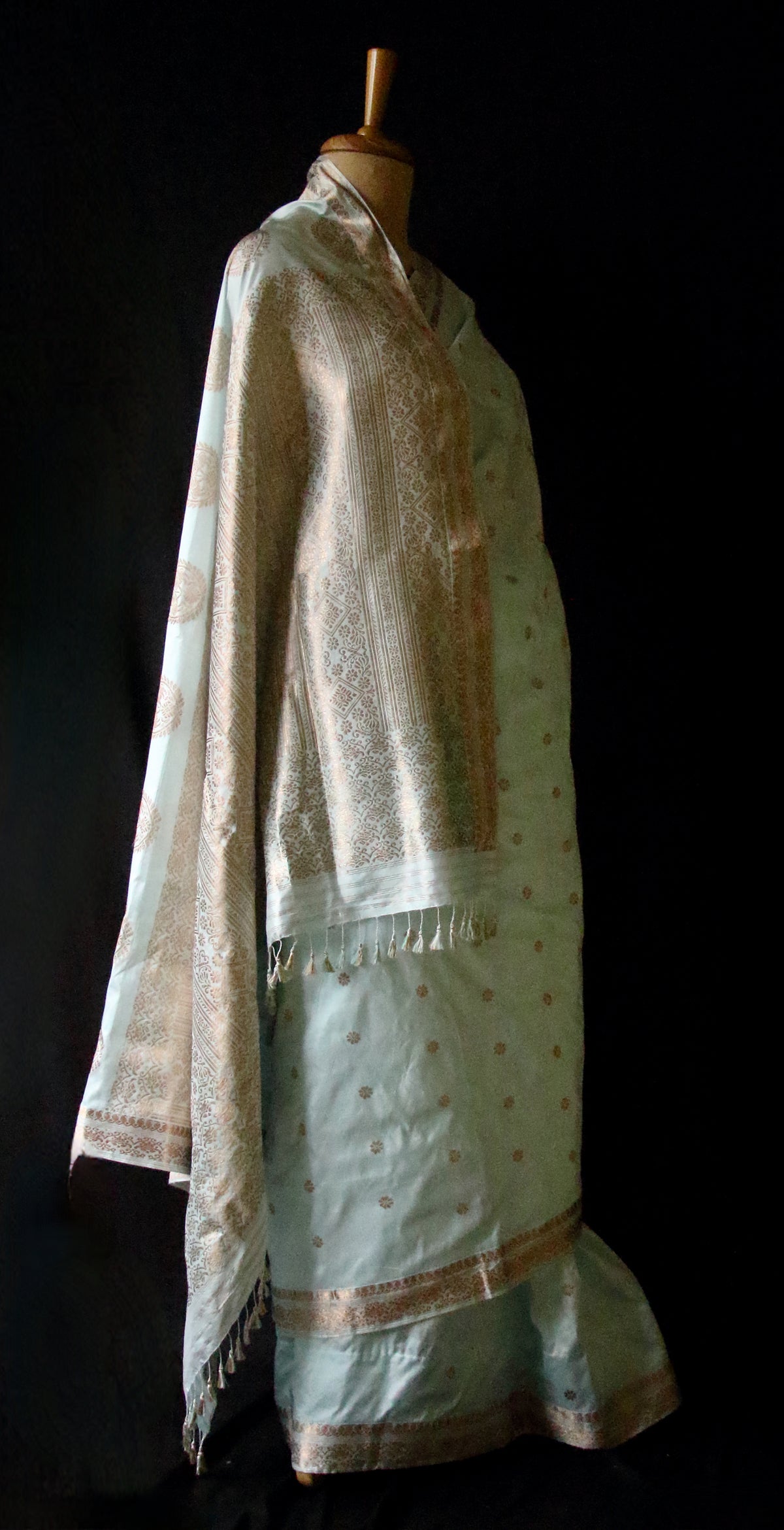 Powder Blue Colour Handloom Mulberry Silk Saree from Assam