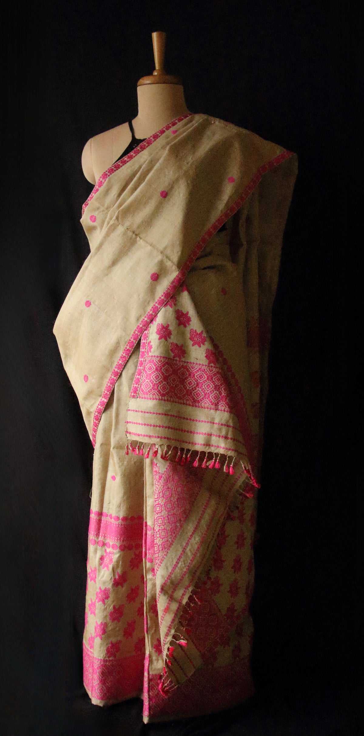 Authentic Muga Silk Handwoven Mekhela Chador Set from Assam