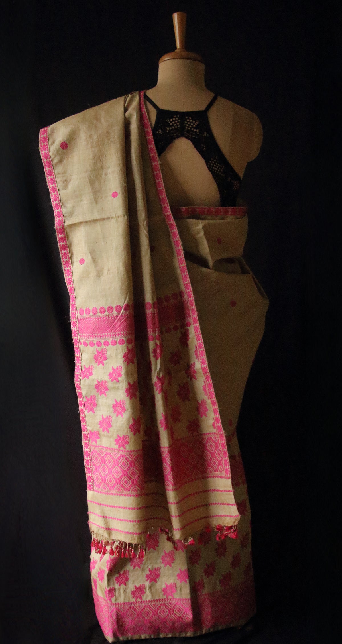 Authentic Muga Silk Handwoven Mekhela Chador Set from Assam