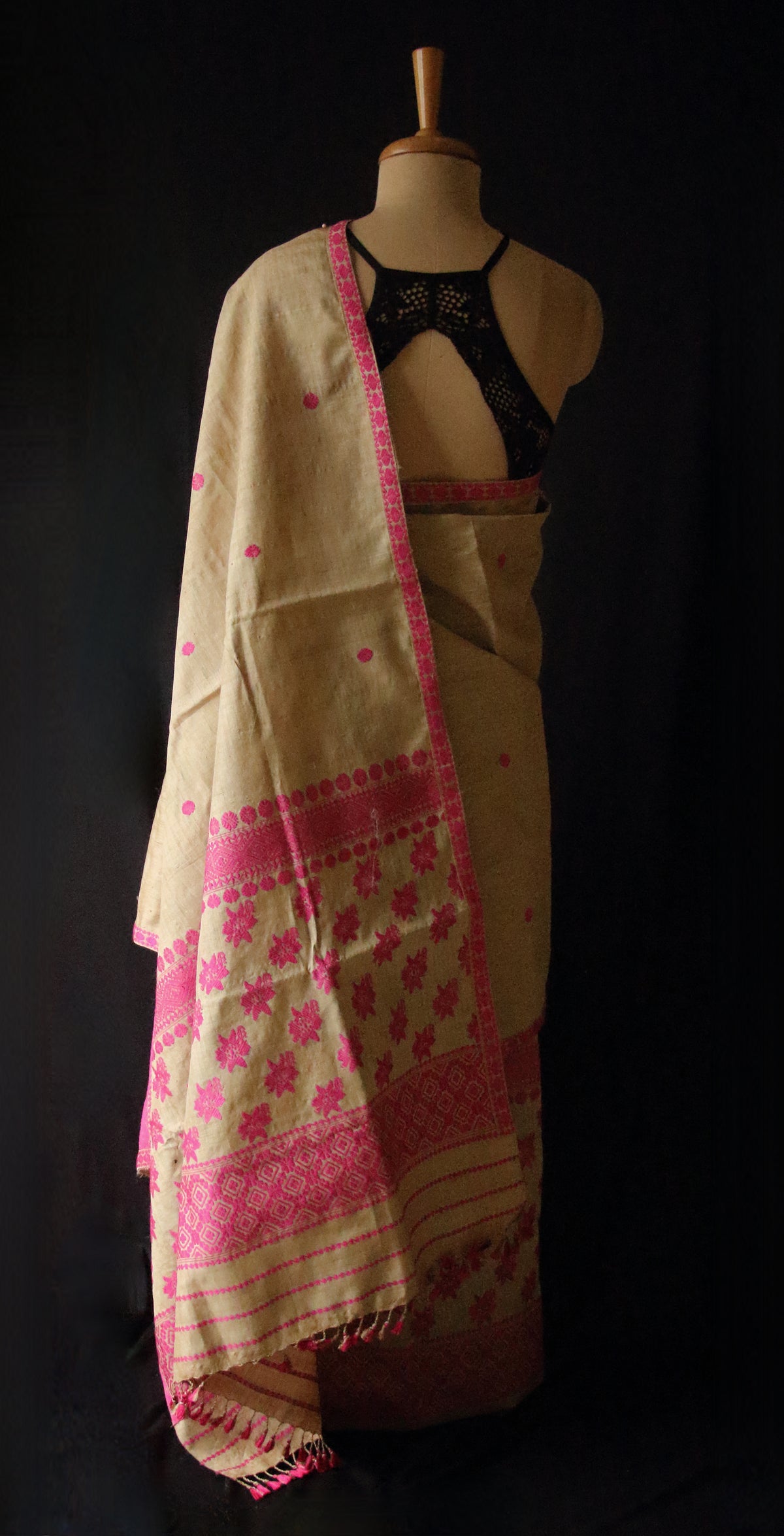 Authentic Muga Silk Handwoven Mekhela Chador Set from Assam