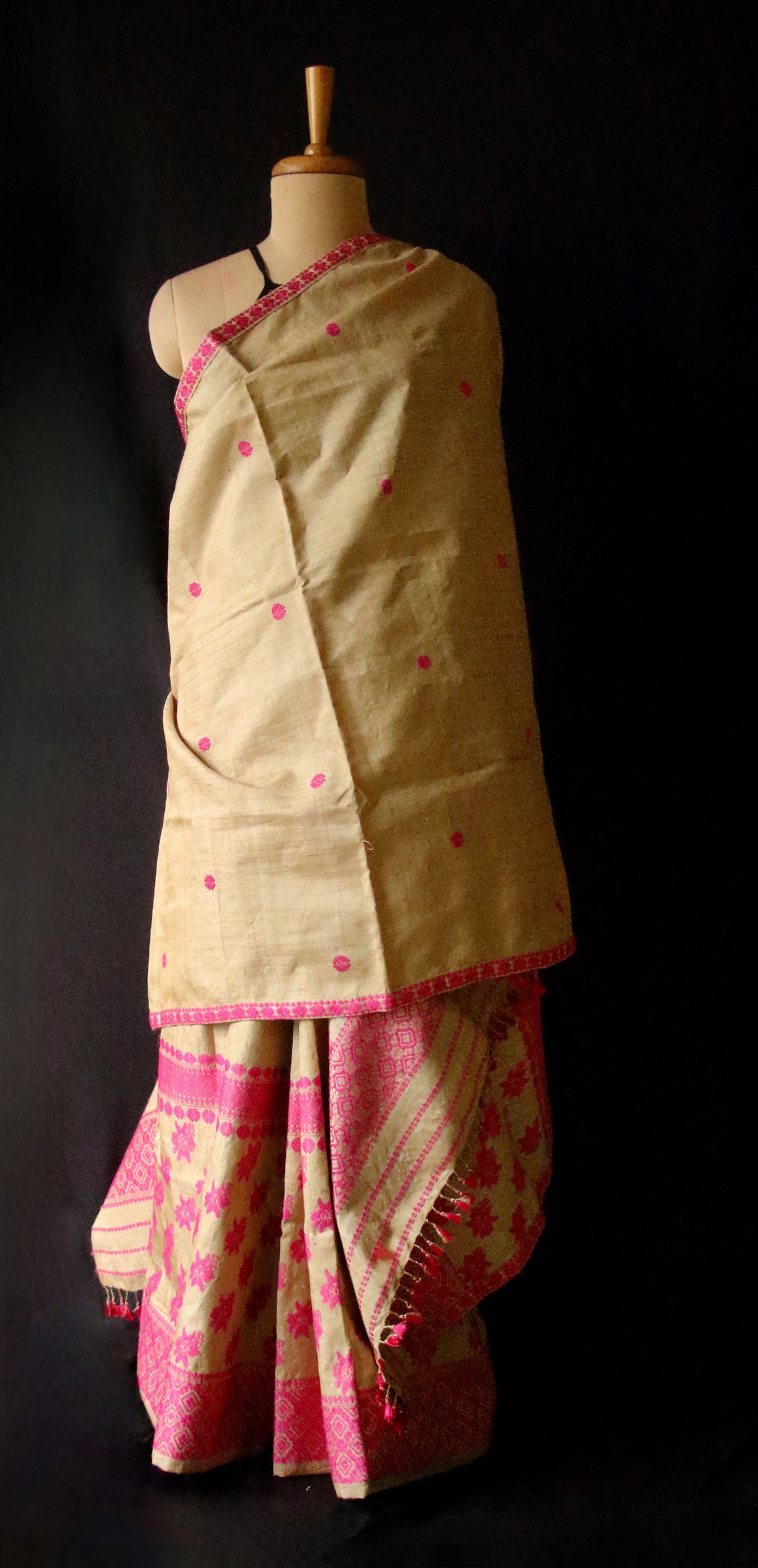 Authentic Muga Silk Handwoven Mekhela Chador Set from Assam