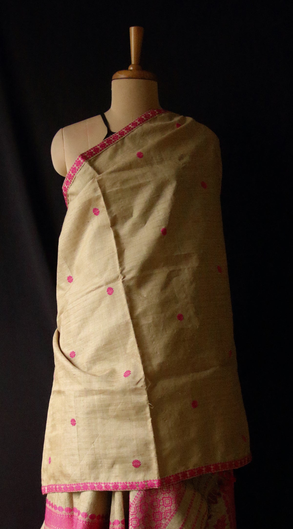 Authentic Muga Silk Handwoven Mekhela Chador Set from Assam