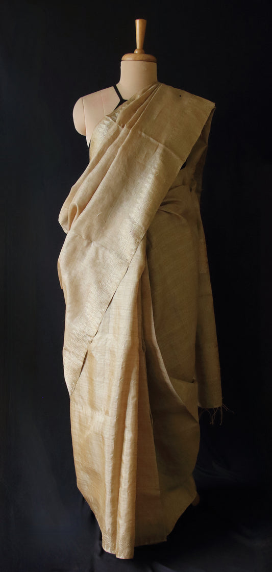 Luxurious and Classy Golden Muga Silk Saree from Assam
