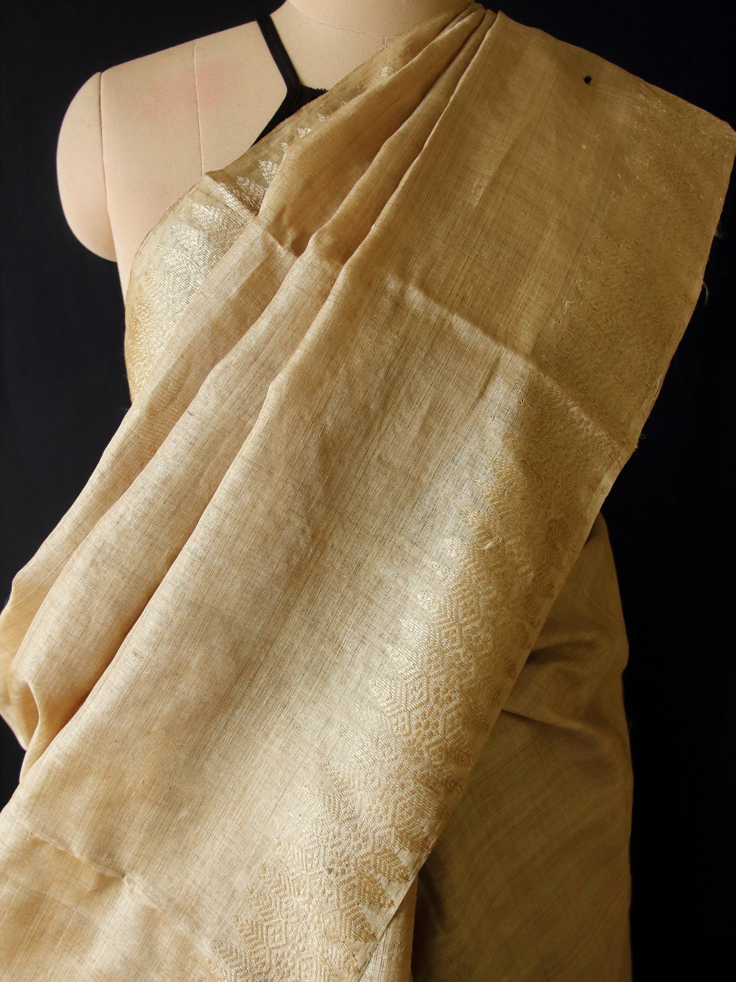 Luxurious and Classy Golden Muga Silk Saree from Assam