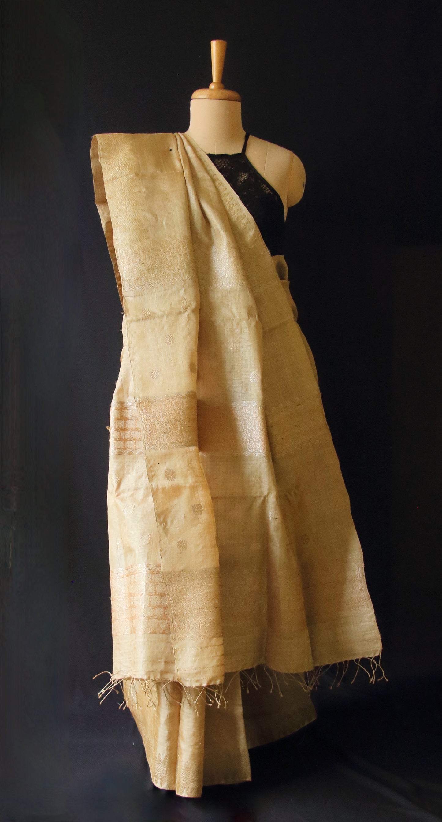 Luxurious and Classy Golden Muga Silk Saree from Assam