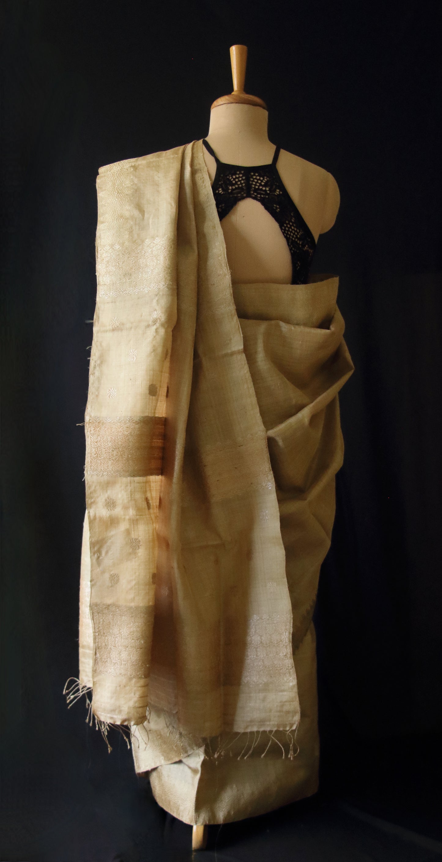 Luxurious and Classy Golden Muga Silk Saree from Assam