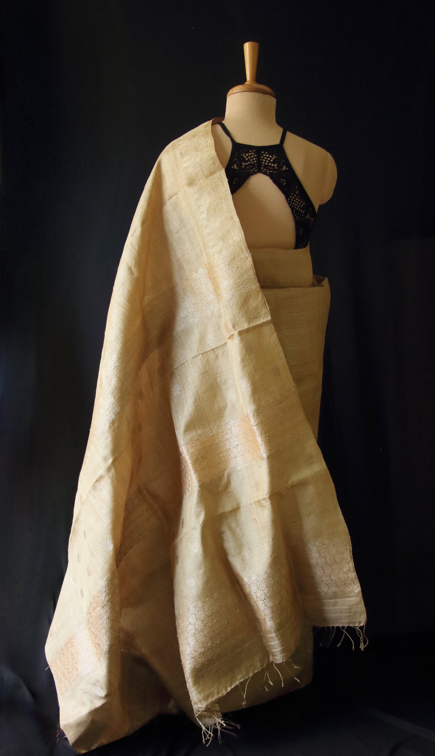 Luxurious and Classy Golden Muga Silk Saree from Assam