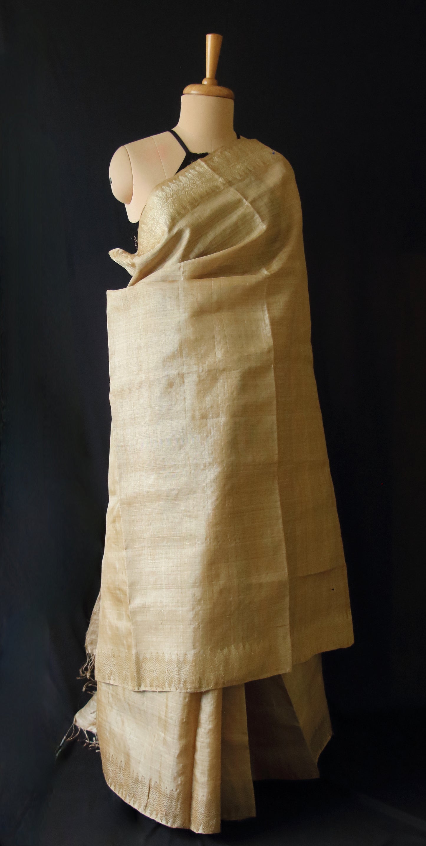 Luxurious and Classy Golden Muga Silk Saree from Assam