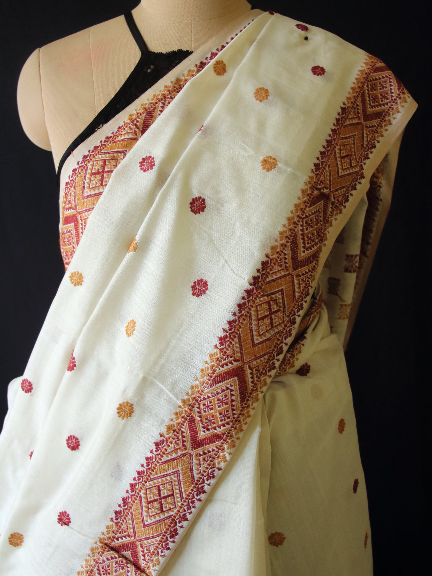 Natural Off White  Handloom Silk  Saree from Assam