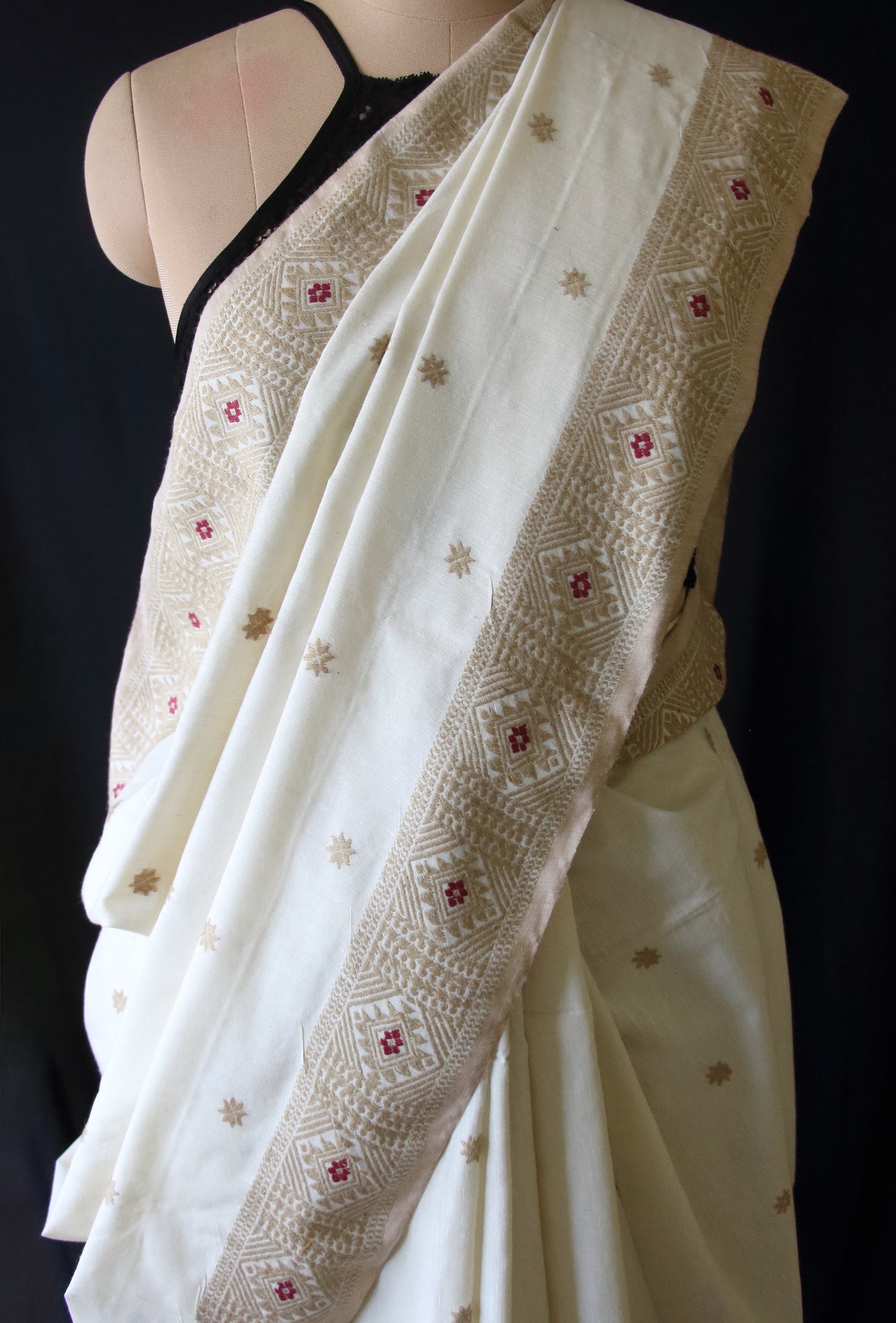 Eri Silk Saree in Natural Off White colour from Assam