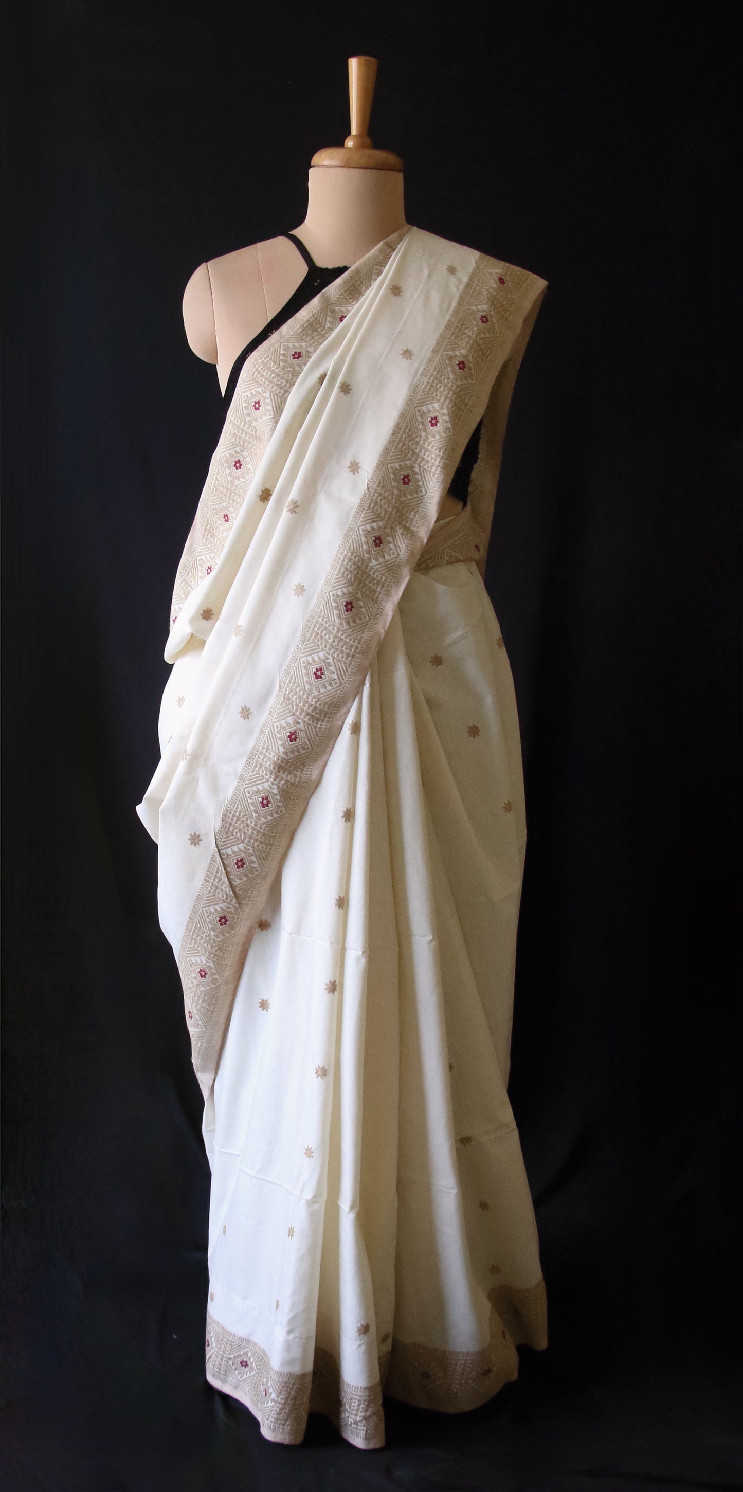 Eri Silk Saree in Natural Off White colour from Assam