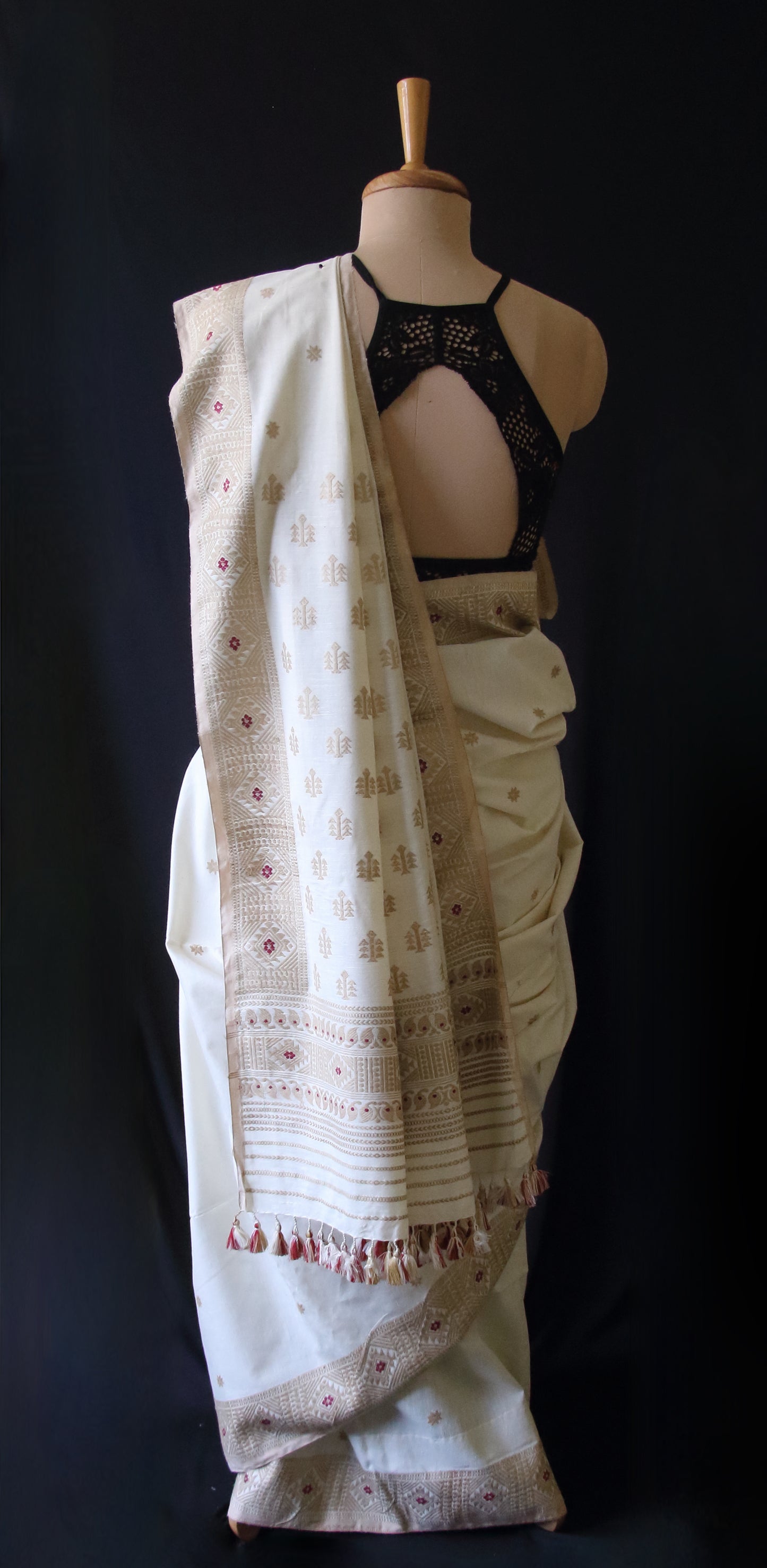 Eri Silk Saree in Natural Off White colour from Assam