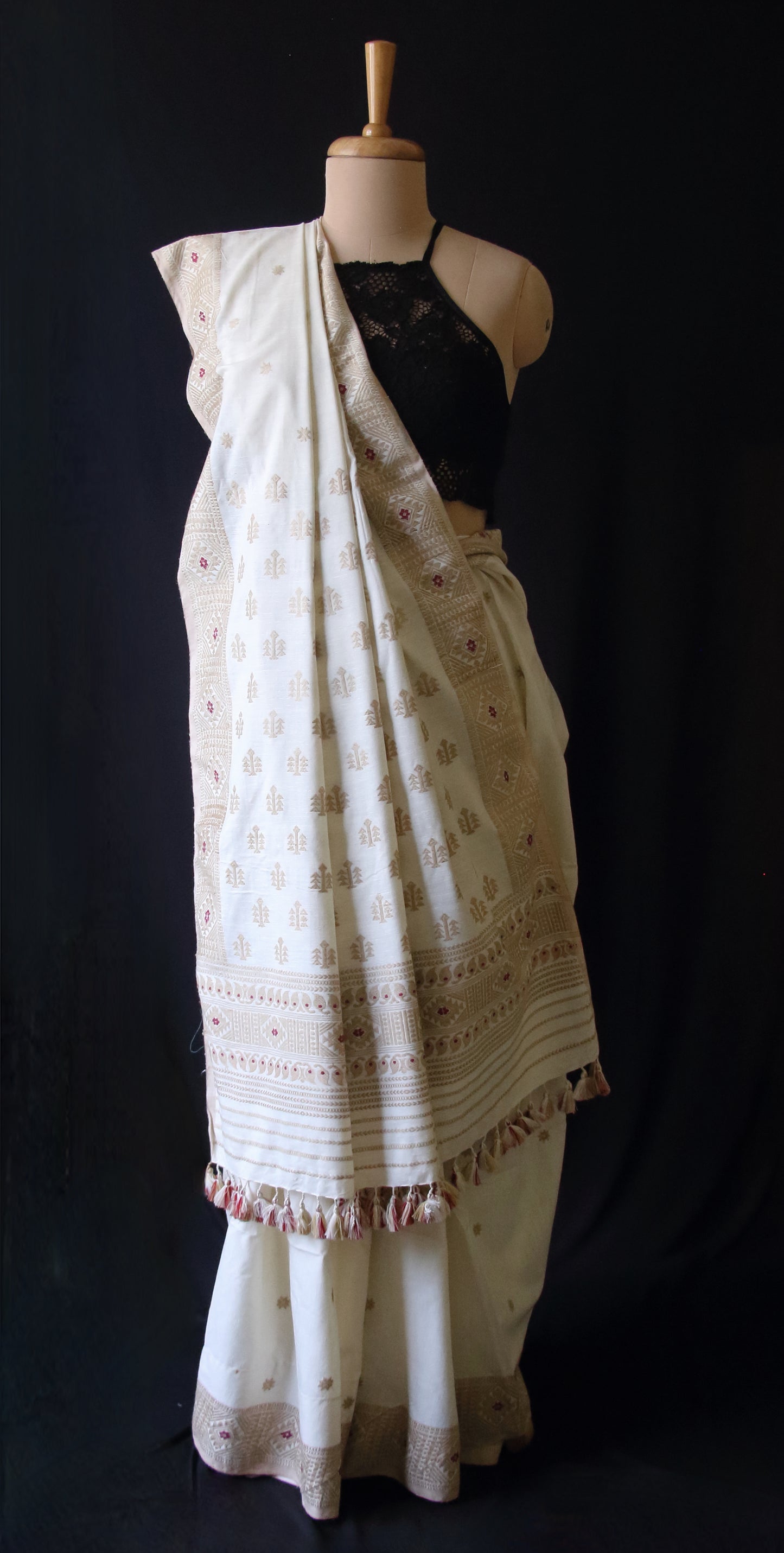 Eri Silk Saree in Natural Off White colour from Assam